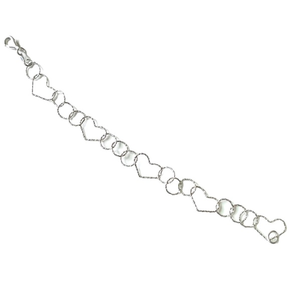 Sterling Silver Open Hearts Bracelet - Picture 2 of 5